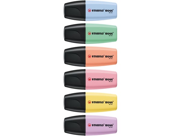 STABILO BOSS MINI Pastellove overstrykningspenn assorterte farger, 6 stk (07/6-2-01)