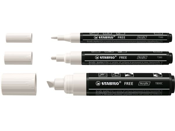 STABILO FREE Acrylic, 3 stykker, Hvit, 14 år, Sort, Hvit, Rund, 1 mm