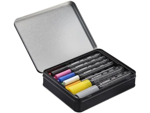STABILO FREE Acrylic, 11 stykker, Sort, Blå, Karmin, Mørkegrå, Grønn, Lilac, Oransje, Rosa, Fiolett, Hvit, Gult, 14 år, Rund, 1 mm, 1 cm