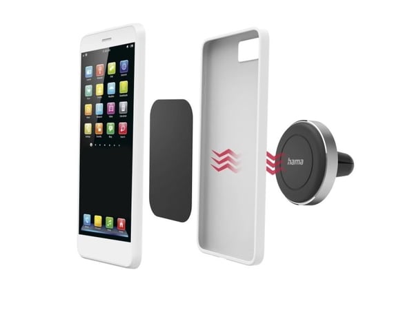 Hama Magnet, Mobiltelefon/smarttelefon, Passiv holder, Bil, Svart, Sølv