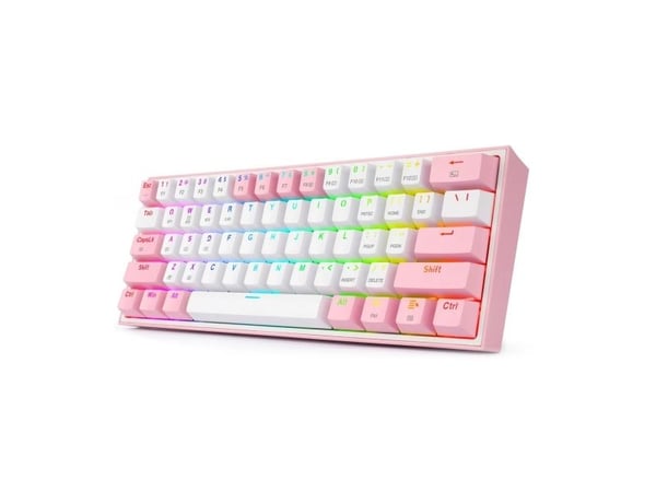 REDRAGON K616 Fizz Pro white/pink, Ledning & Trådløs, USB + RF Wireless + Bluetooth, Mekanisk nøkkelbryter, Rosa, Hvit