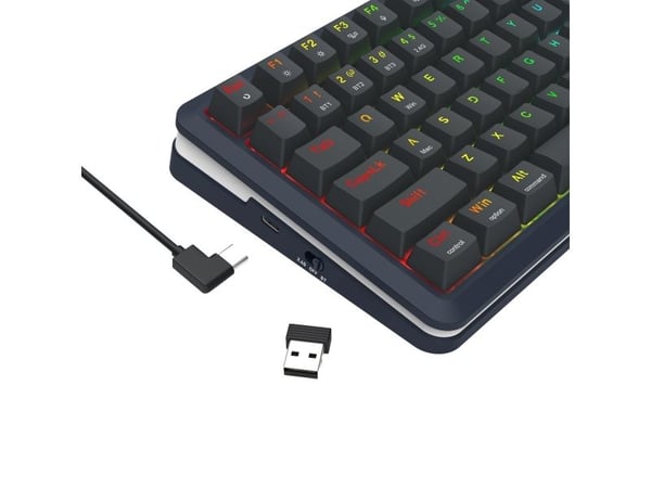 REDRAGON K708-RGB-PRO FLEKACT, Ledning & Trådløs, USB + RF Wireless + Bluetooth, Mekanisk nøkkelbryter, Sort