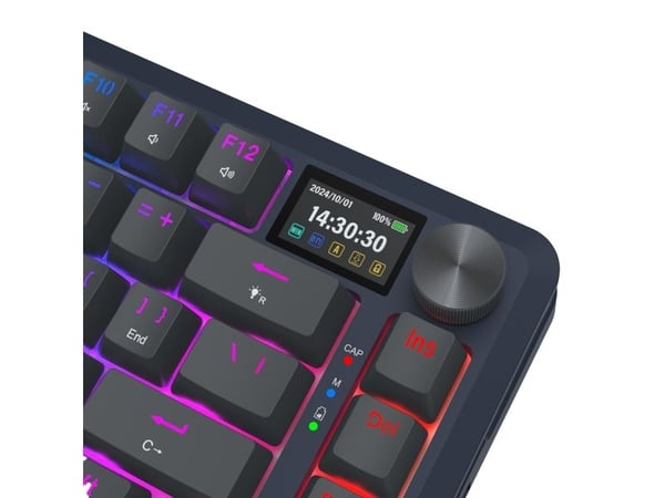 REDRAGON K708-RGB-PRO FLEKACT, Ledning & Trådløs, USB + RF Wireless + Bluetooth, Mekanisk nøkkelbryter, Sort