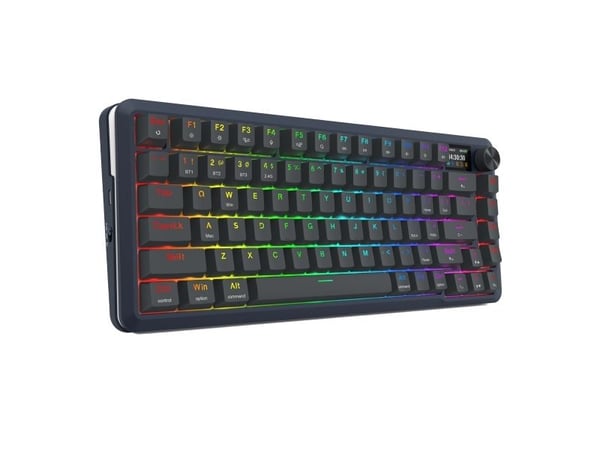 REDRAGON K708-RGB-PRO FLEKACT, Ledning & Trådløs, USB + RF Wireless + Bluetooth, Mekanisk nøkkelbryter, Sort