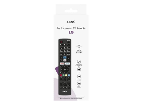 Sinox SXR1240, TV, RF kabel-fri, Trykknapper, Svart