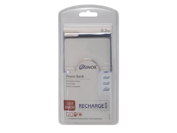 Sinox SXI9104, 10400 mAh, Power Delivery, 10 W, Grå