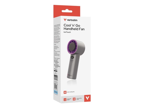 Verbatim Cool 'n' Go Ice Touch - Kjølevifte - bærbar - USB-C - purpur/grå