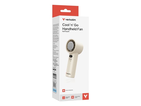 Verbatim Cool 'n' Go Ice Touch - Kjølevifte - bærbar - USB-C - hvit sølvfarge