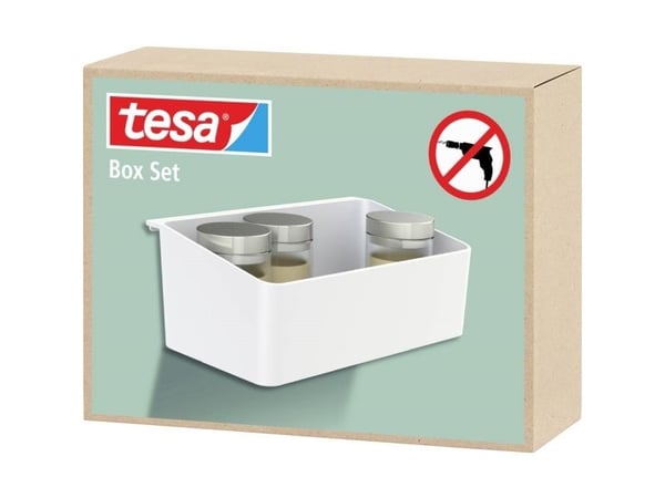 TESA 700620000000, Organisator, Kurv, Vegg-montert, Krydderbeholder, Redskap, Hvit, Plast
