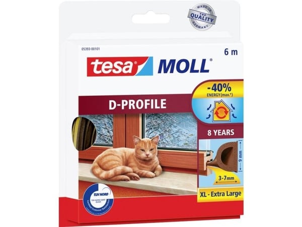 Tesa D-Profil 05393-00101-01 tetningstape moll brun L x B 6 m 9 mm (05393-00101-01)