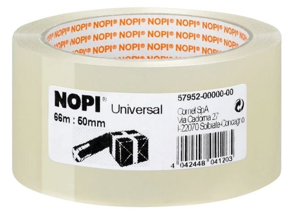 Nopi Universal - Pakkausteippi - 50 mm x 66 m - läpinäkyvä