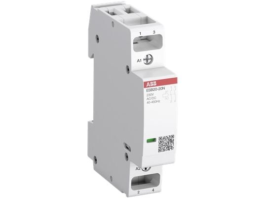 ABB 2-napainen asennuskytkin 2NC, AC-1 20A 55 asteessa, 250V AC, ohjausjännite 230V AC/DC