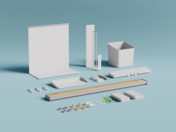 TESA 700420000000, Holder, Hvit, Tre, Metall, Akrylonitril-butadien-styren (ABS), 1 stykker, 865 mm, 140 mm