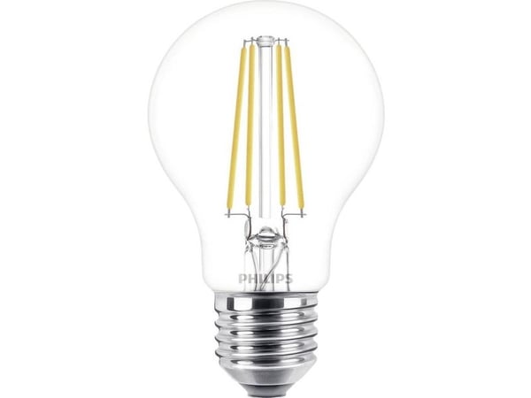 Philips LED Classic - LED-lyspære - form: A60 - klar finish - E27 - 7 W (ekvivalent 60 W) - klasse E - kjølilg hvitt lys - 4000 K (en pakke 3)