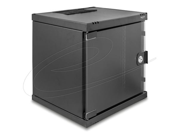 Delock - Skap - with glass door, 240 mm depth, load capacity 30 kg, 330 x 312 x 300 mm - veggmonterbar, stativmonterbar - svart - 6U - 10"