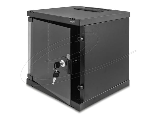 Delock - Skap - with glass door, 240 mm depth, load capacity 30 kg, 330 x 312 x 300 mm - veggmonterbar, stativmonterbar - svart - 6U - 10"