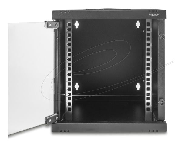 Delock - Skap - with glass door, 240 mm depth, load capacity 30 kg, 330 x 312 x 300 mm - veggmonterbar, stativmonterbar - svart - 6U - 10"