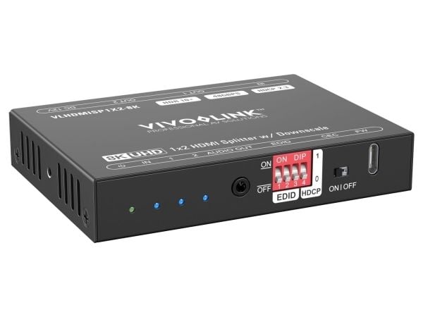 VivoLink - Video/audiosplitter - 8k60Hz - 2 x HDMI - skrivbordsmodell