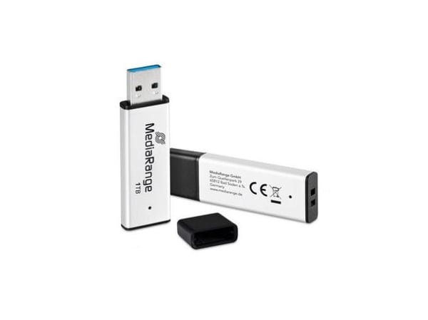 MediaRange MR1905-1, 1 TB, USB Type-A, 3.2 Gen 1 (3.1 Gen 1), 400 MB/s, Med lokk, Svart, Sølv