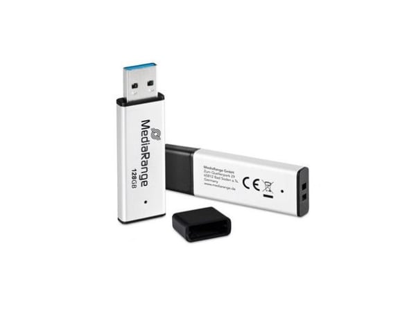 MediaRange MR1902 - USB-flashstasjon - 128 GB - USB 3.2 Gen 1 - svart, sølv