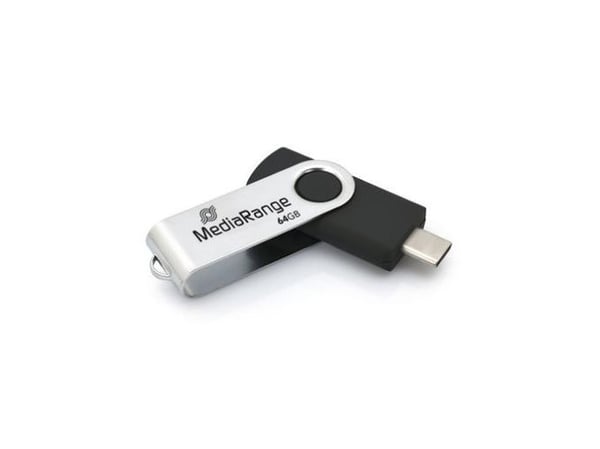MediaRange MR1901 - USB-flashstasjon - 64 GB - USB 3.2 Gen 1 - svart, sølv