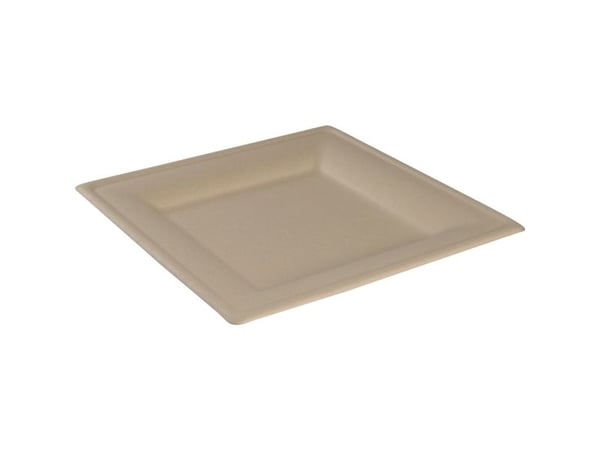 Fibertallerken, ABENA Gastro, 20x20x1,5cm, nature, sukkerrør - (10 stk.)