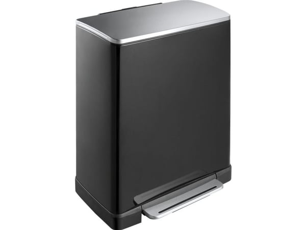 Pedalspand, EKO E-cube, sort, pulverlakeret stål, 50 l, plast inderspand, soft close