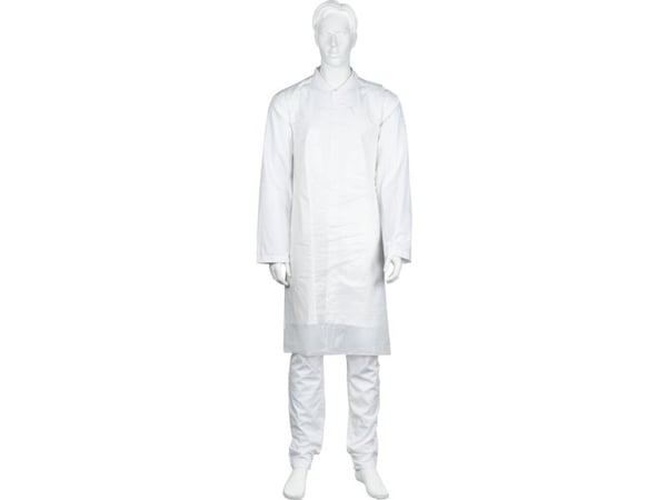 Engangsforklæde, ABENA, 110x80cm, 30 micron, hvid, LDPE, stor dispenser, usteril - (5 stk.)