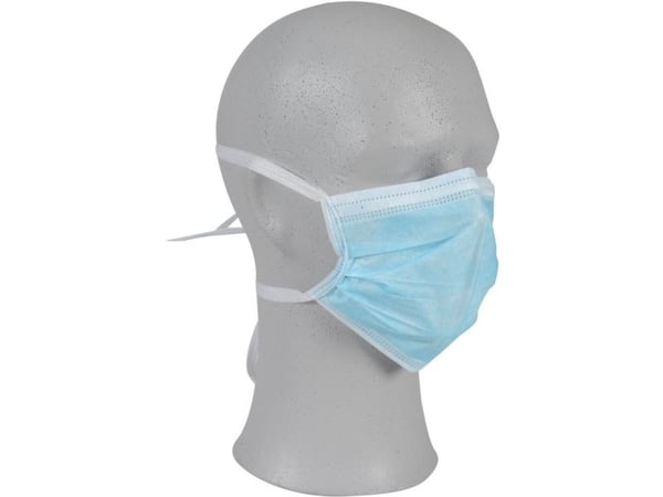 Ansiktsmaske med knytebånd ABENA Excellent 3-lags blå - (20 stk.)