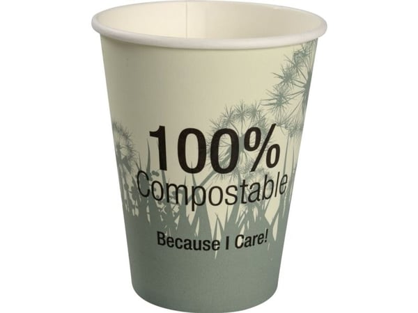 Kaffebæger Dandelion, ABENA Gastro, 11,2cm, Ø9cm, 36 cl, 38 cl, grøn, CPLA/pap - (20 stk.)