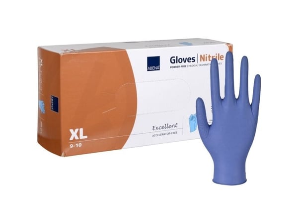 Undersøkelseshanske, ABENA Excellent, XL, mørkeblå, nitril, pudderfri, akseleratorfri - (200 stk.)