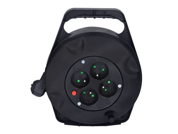 Solight PB21B, Svart, 4 AC-utgångar, Typ E, Typ E, Vinklad, 10 m