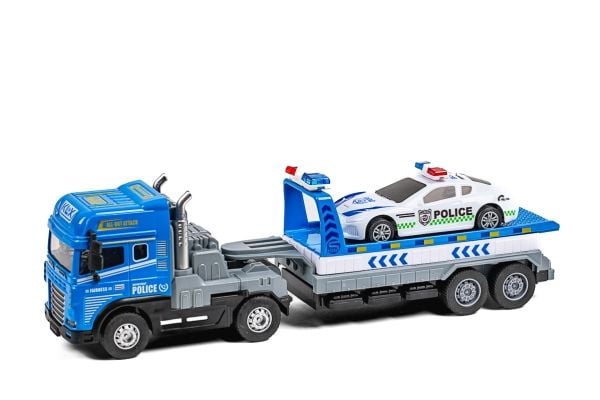 Die-cast truck w/hanger, police car, light & sound