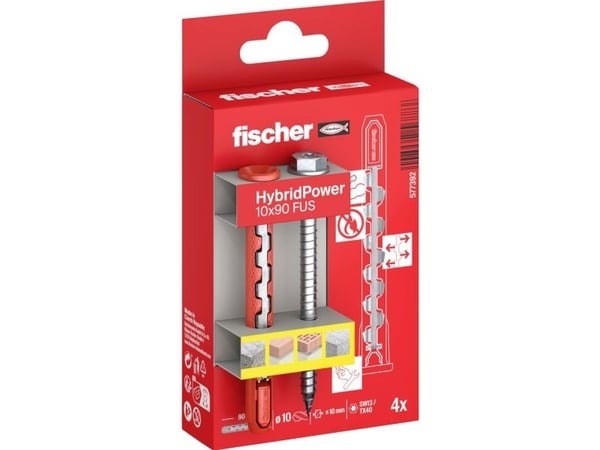 Fischer 577392 HybridPower Raw-tulppasarja 90 mm 4 kpl 4 kpl