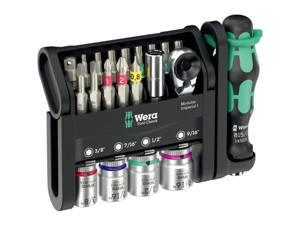 Wera Tool-Check Modular Imperial 1 svart/grønn 21-delt imperial inkl. 1/4" (05049001001)