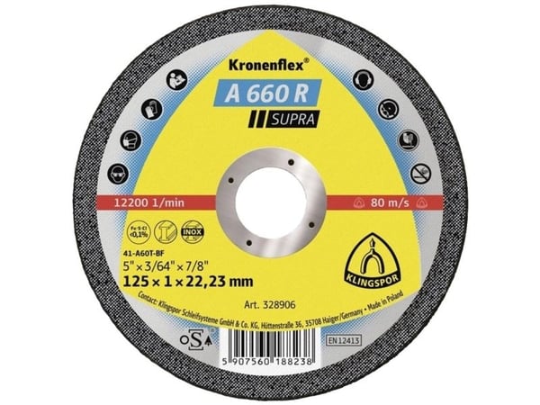 Klingspor A 660 R Supra 328905 skjæreskive rett 115 mm 22,23 mm 25 stk