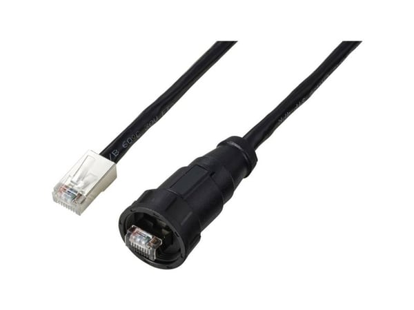 TRU COMPONENTS TC-E13T-MR5-MCA/NCA-0,5PV-S RJ45-kabel med gjenger, IP67 (gjenger), Cat5e, 0,5 m, sort, 1 stk