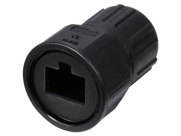 TRU COMPONENTS TC-E13T-MRJ-PRA06 Suora RJ45-muoviliitin IP67 (kierteitetty) TC-13543624 Musta 1 kpl