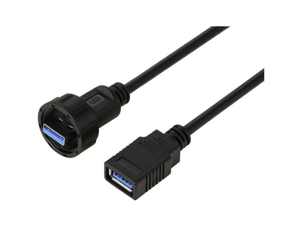 USB 3.0-tilkobling på plugg, IP67 (gjenget), kabel 0,5 m. TC-E13T-MU3-MWA/FU3-NWA-0,5PV-S Vanntett plastkabel TC-13543564 TRU KOMPONENTER Innhold: ...