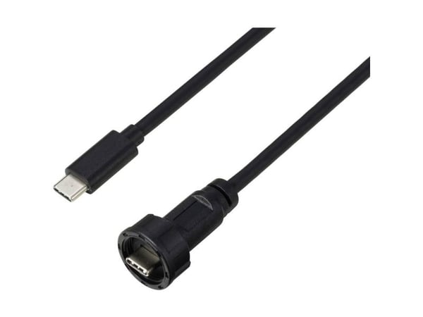 USB type-C® 3.0 han til han IP67 (gjenger) kabel 0,5 m TC-E10T-MT3-MWA/NWA-0.5PV-S TRU COMPONENTS