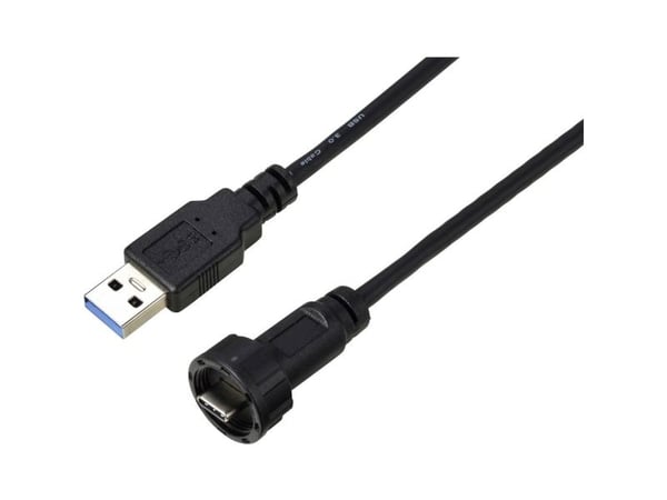USB-C 3.0-kontakt till USB-kontakt IP67 (gängad) kabel 0,5 m
