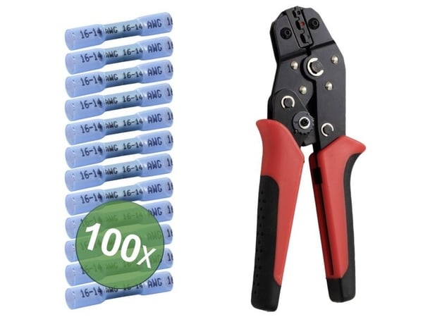 TRU COMPONENTS TC-13448592 Crimpkonnektor Med krympeslange 1.5 mm² 2.5 mm² Helisoleret Blå 100 stk