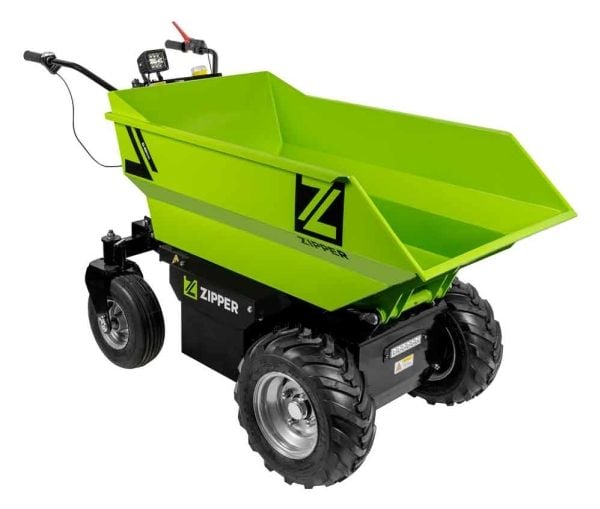 Zipper ZI-ED500, Motorisert trillebår, 4 hjul, Sort, Grønn, 236 l, 500 kg, 208 kg