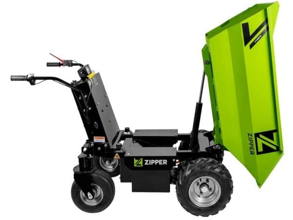 Zipper ZI-ED500, Motorisert trillebår, 4 hjul, Sort, Grønn, 236 l, 500 kg, 208 kg