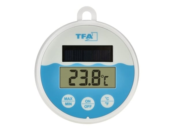 TFA Dostmann Digital Solar-Pooltermometer Poolthermometer Weiß, Türkis (30.1068.02)