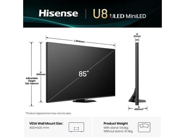 Hisense 85U8Q ULED Smart TV Mini-LED PRO