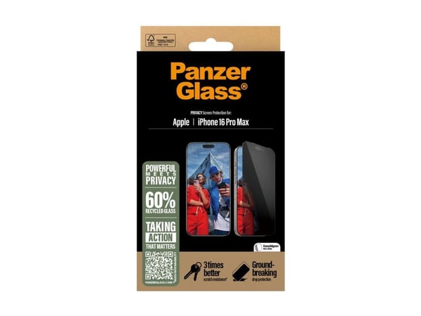 PanzerGlass ® Privacy Screen Protector iPhone 16 Pro Max | Ultra-Wide Fit w. EasyAligner, Apple, Apple - iPhone 16 Pro Max, Asennus kuivana, Naarmu...