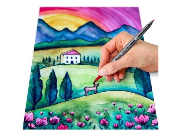Staedtler 3001 C6-1, Fint, 6 farger, Kulespiss og penselpenn, 0,5 mm, 6 mm, Rund