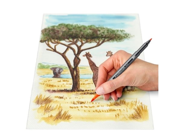 Staedtler 3001 C6-3, Fint, 6 farger, Kulespiss og penselpenn, 0,5 mm, 6 mm, Rund