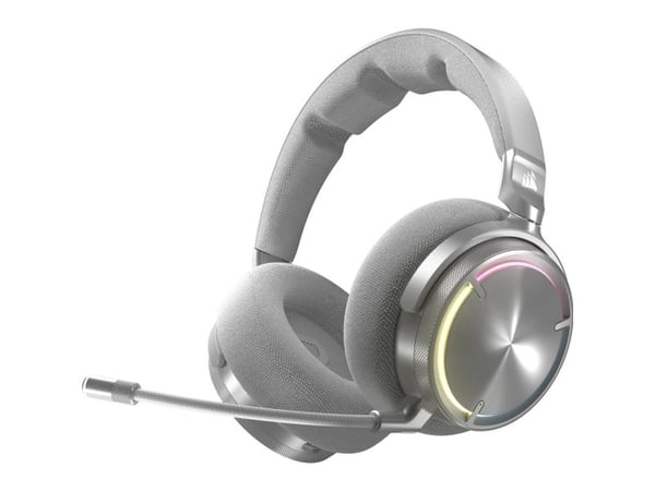CORSAIR Gaming VIRTUOSO MAX WIRELESS - Hodesett - full størrelse - Bluetooth / 2,4 GHz radiofrekvens - trådløs, kablet - aktiv støydemping - sølv